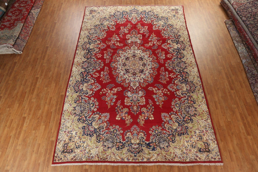 Vegetable Dye Large Red Kerman Persian Rug 10x15