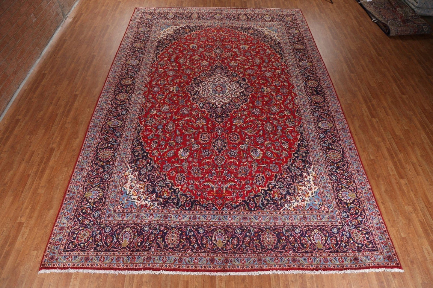 Traditional Red Kashan Large Persian Rug 11x17