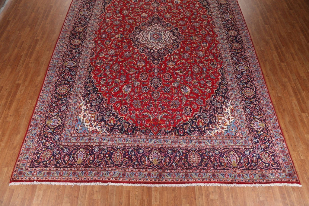 Traditional Red Kashan Large Persian Rug 11x17