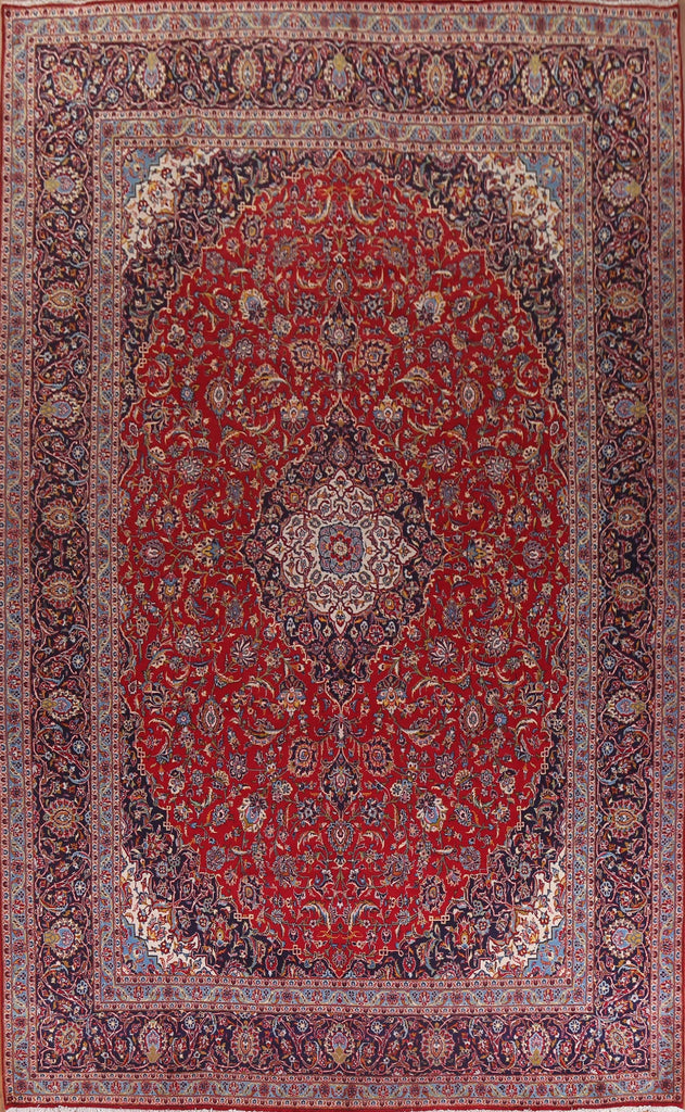 Traditional Red Kashan Large Persian Rug 11x17