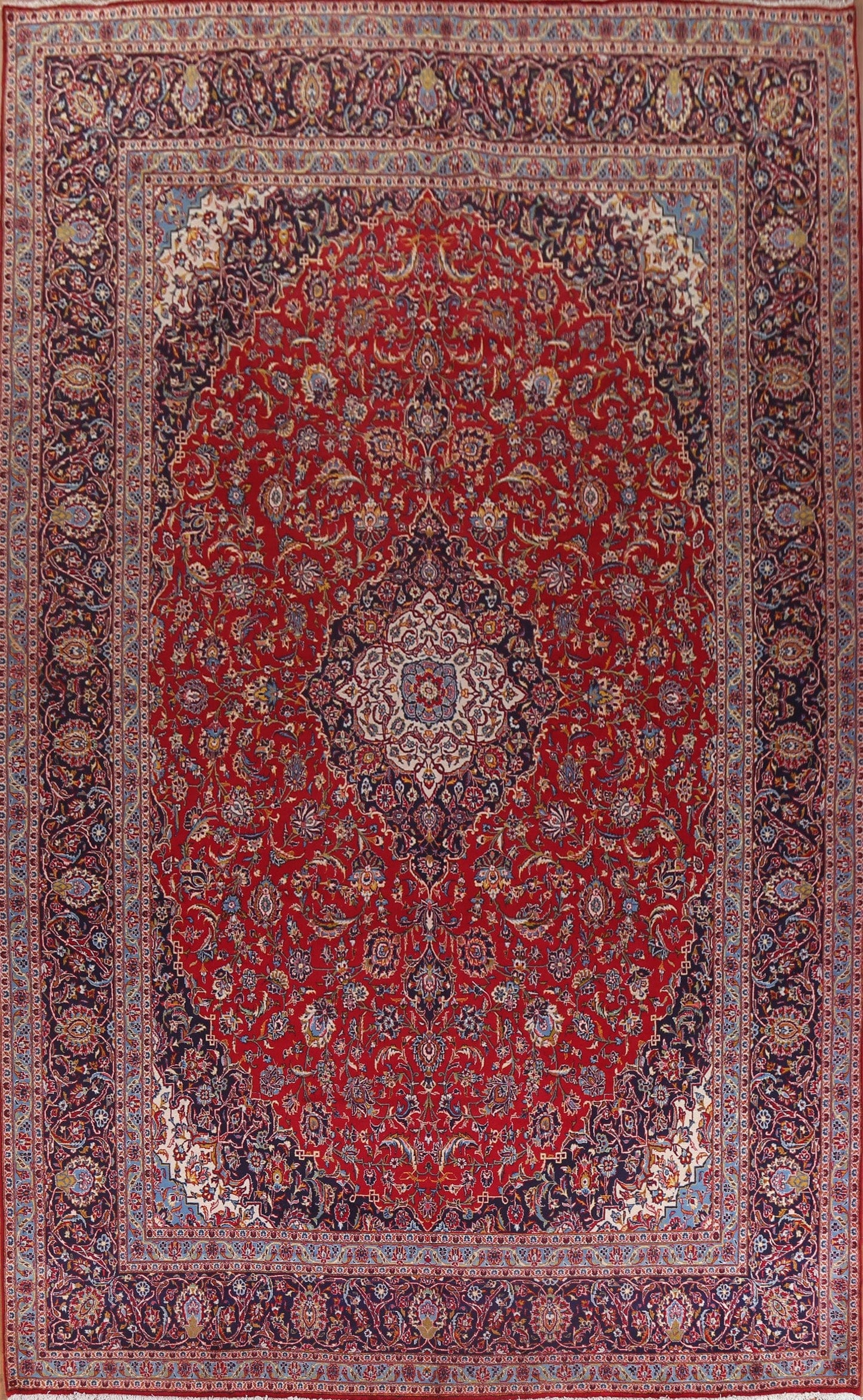 Traditional Red Kashan Large Persian Rug 11x17