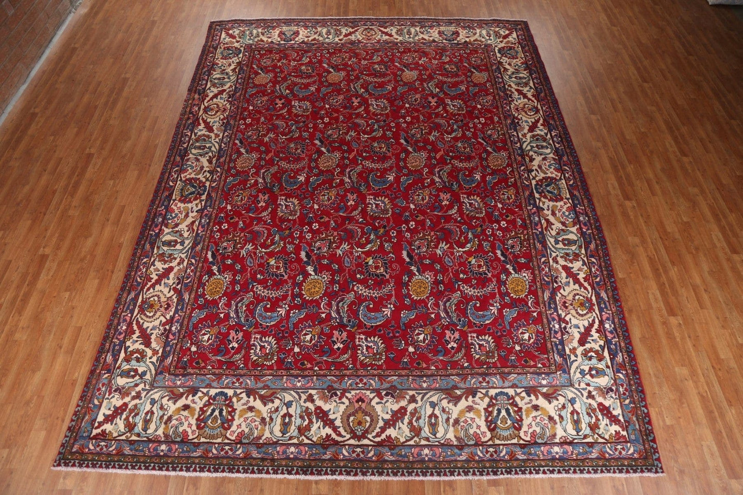 All-Over Red Floral Large Tabriz Persian Rug 11x15