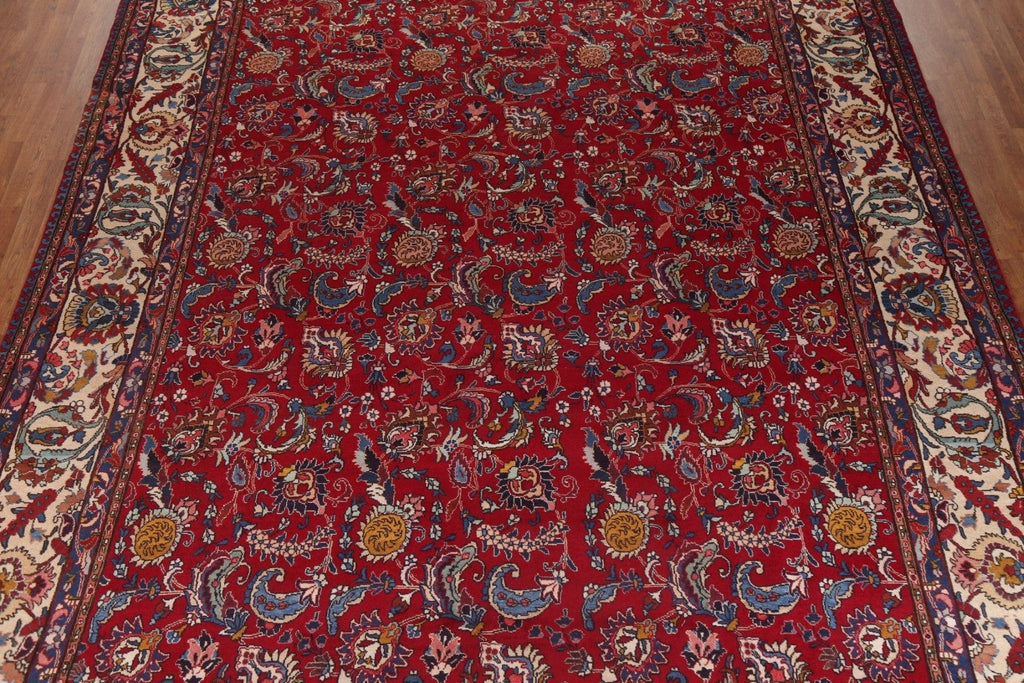 All-Over Red Floral Large Tabriz Persian Rug 11x15