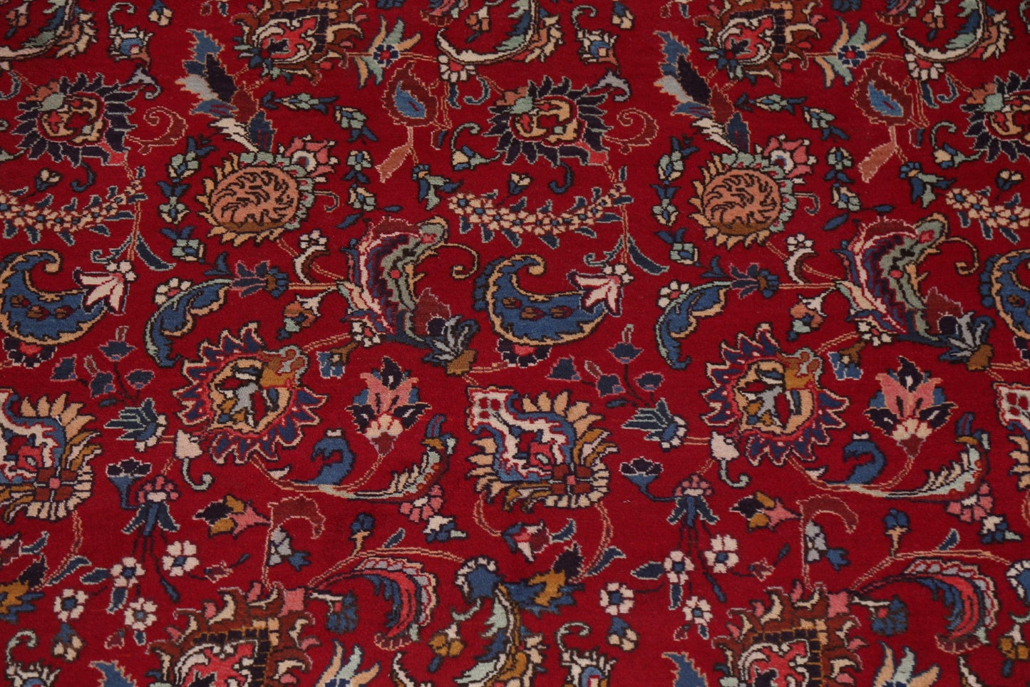 All-Over Red Floral Large Tabriz Persian Rug 11x15