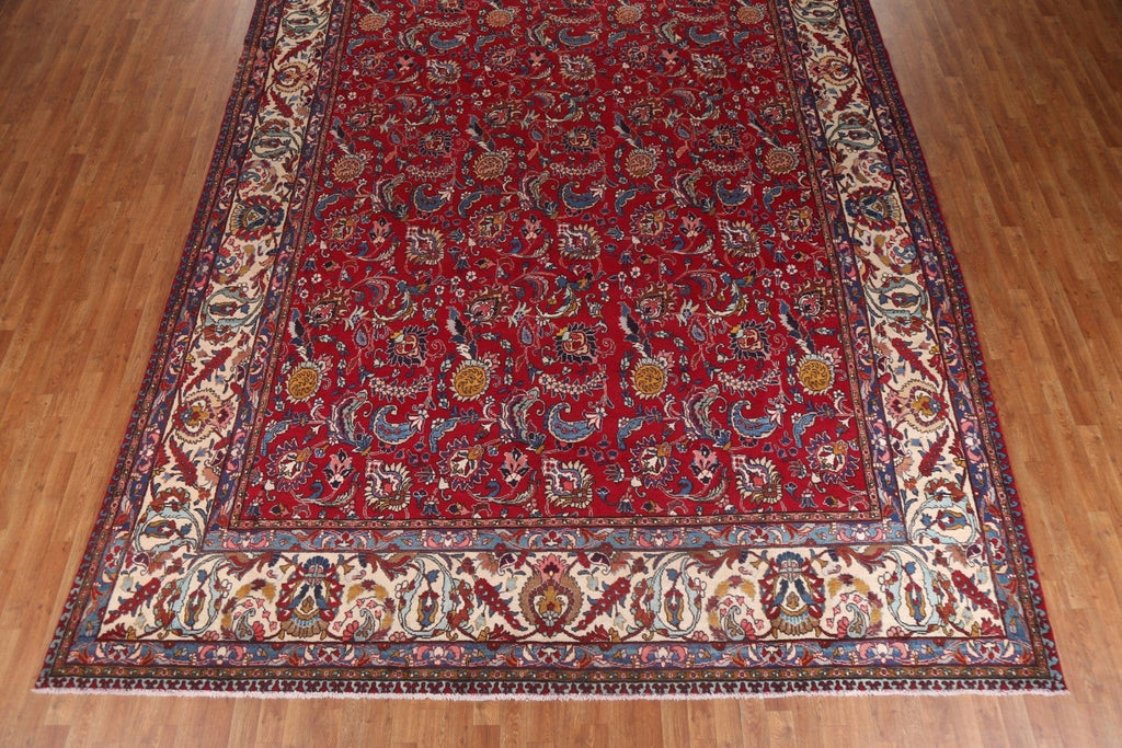 All-Over Red Floral Large Tabriz Persian Rug 11x15