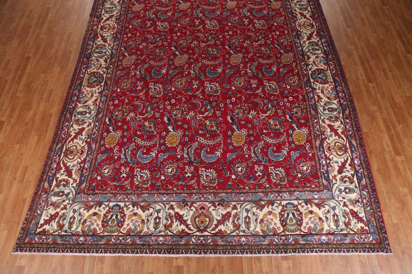 All-Over Red Floral Large Tabriz Persian Rug 11x15