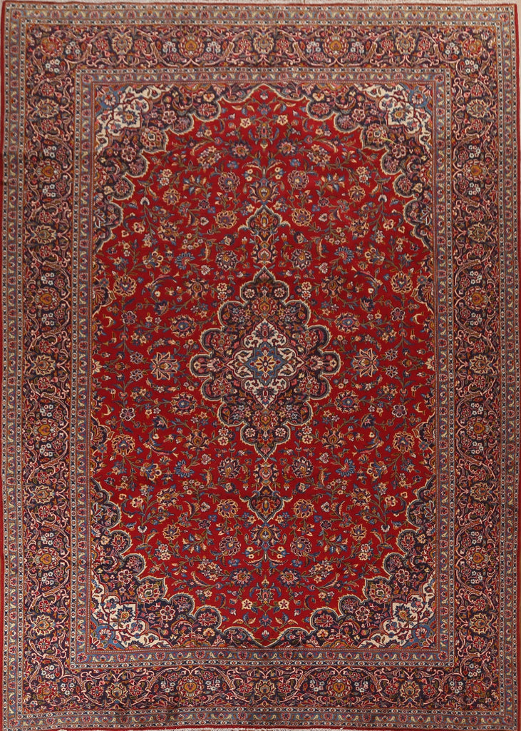 Traditional Red Floral Kashan Persian Area Rug 10x13