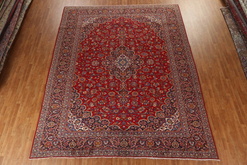 Traditional Red Floral Kashan Persian Area Rug 10x13