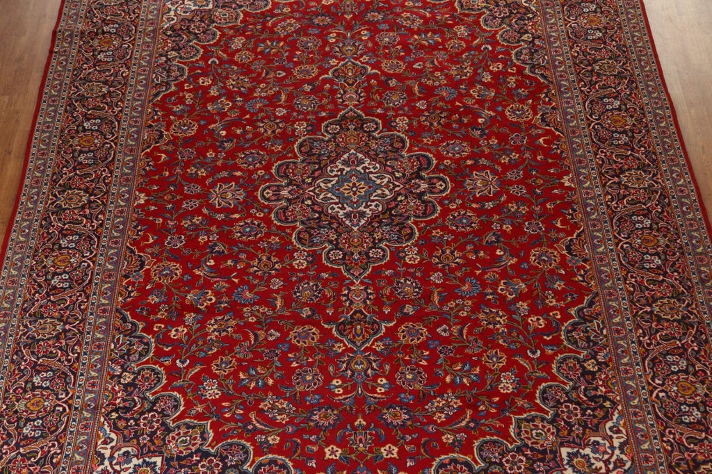 Traditional Red Floral Kashan Persian Area Rug 10x13