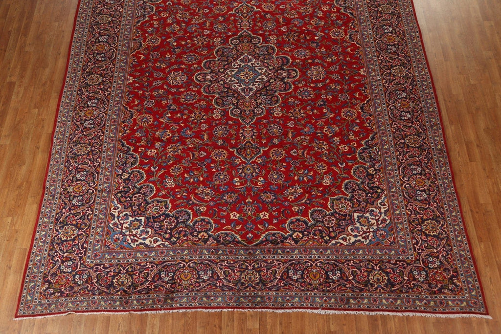 Traditional Red Floral Kashan Persian Area Rug 10x13