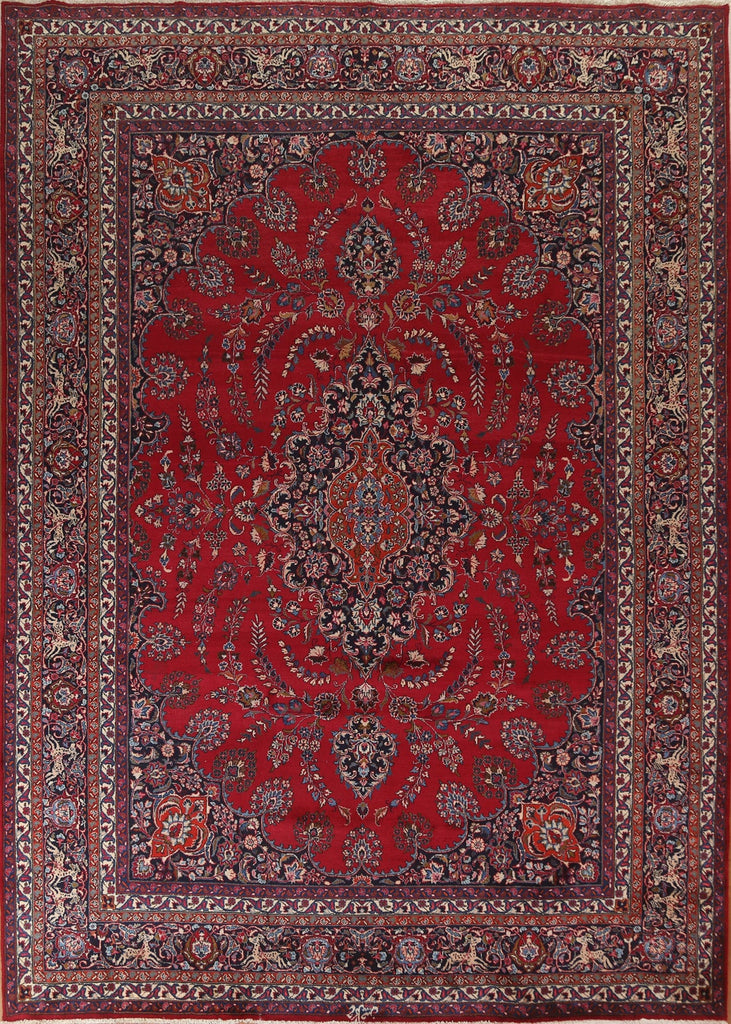 Red Wool Mashad Persian Area Rug 10x12