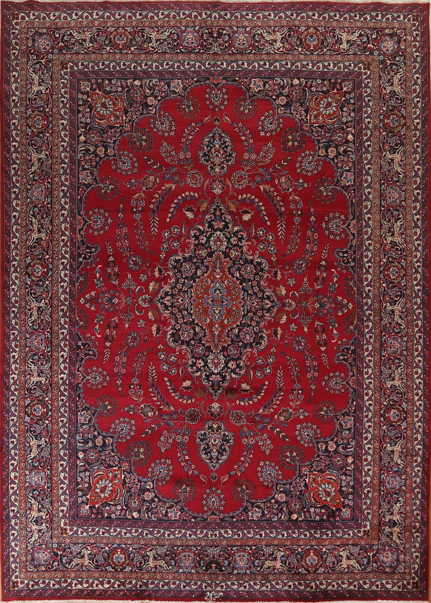 Red Wool Mashad Persian Area Rug 10x12