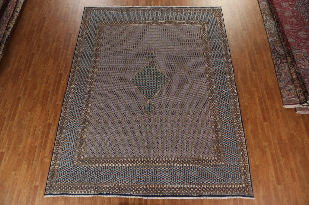 Geometric Wool Kerman Persian Area Rug 10x13