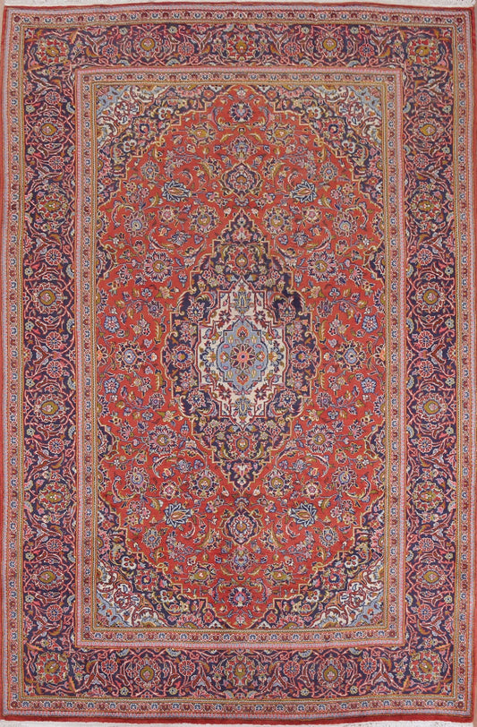 Vintage Wool Mashad Persian Area Rug 7x10