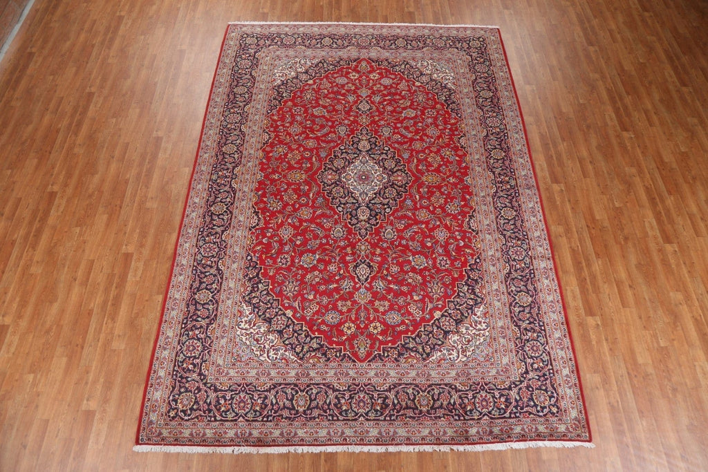 Red Vintage Wool Kashan Persian Area Rug 8x11