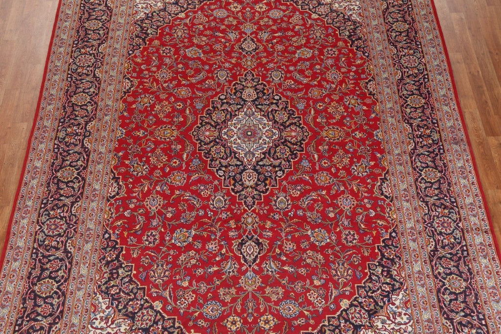 Red Vintage Wool Kashan Persian Area Rug 8x11