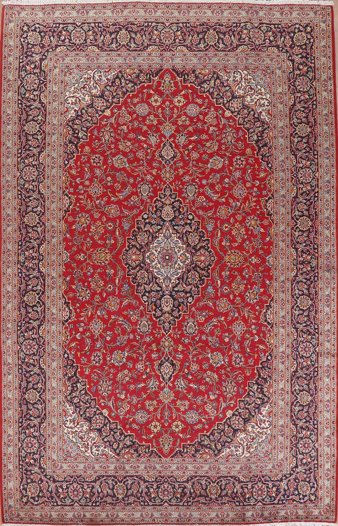 Red Vintage Wool Kashan Persian Area Rug 8x11