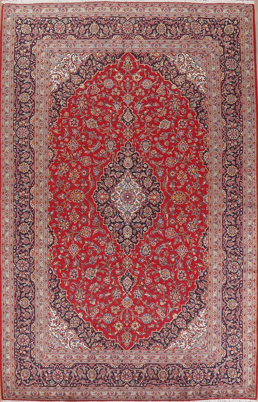 Red Vintage Wool Kashan Persian Area Rug 8x11