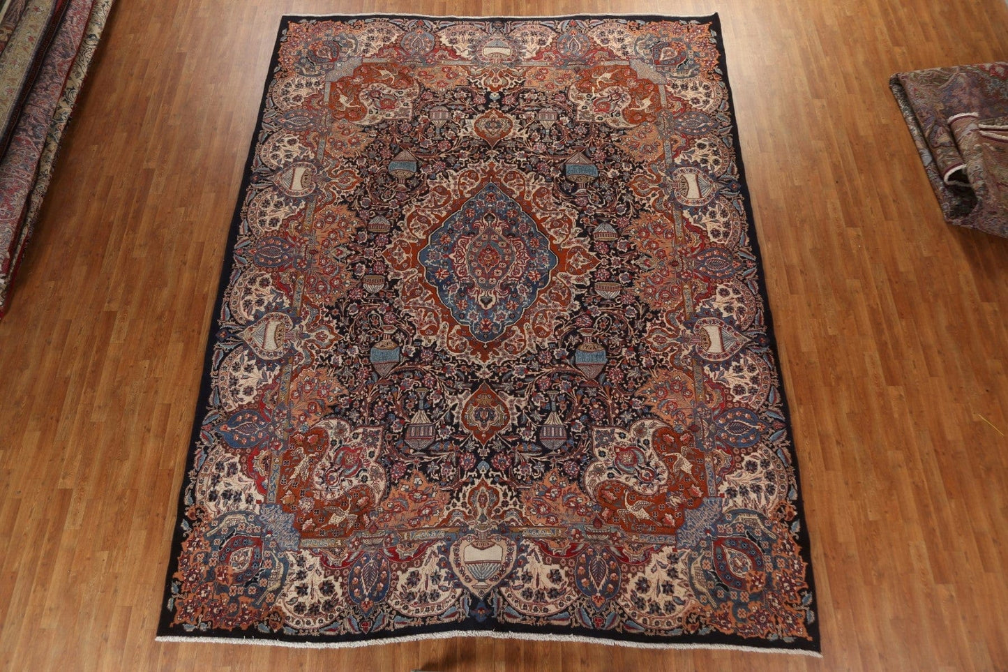 Vintage Floral Wool Kashmar Persian Area Rug 10x13