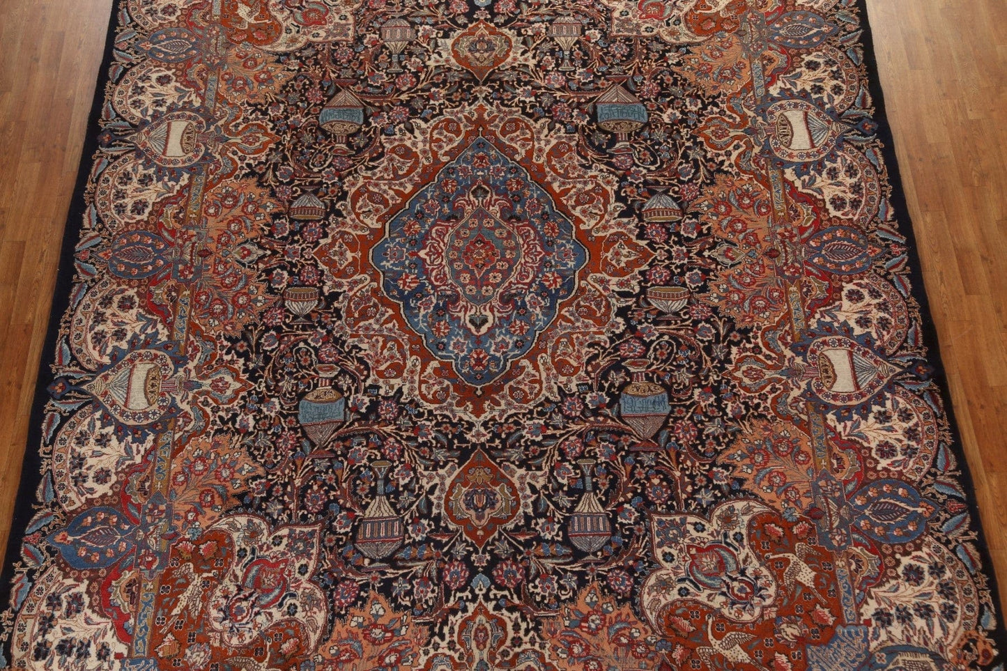 Vintage Floral Wool Kashmar Persian Area Rug 10x13