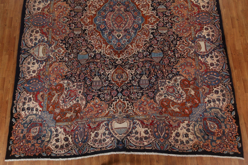 Vintage Floral Wool Kashmar Persian Area Rug 10x13