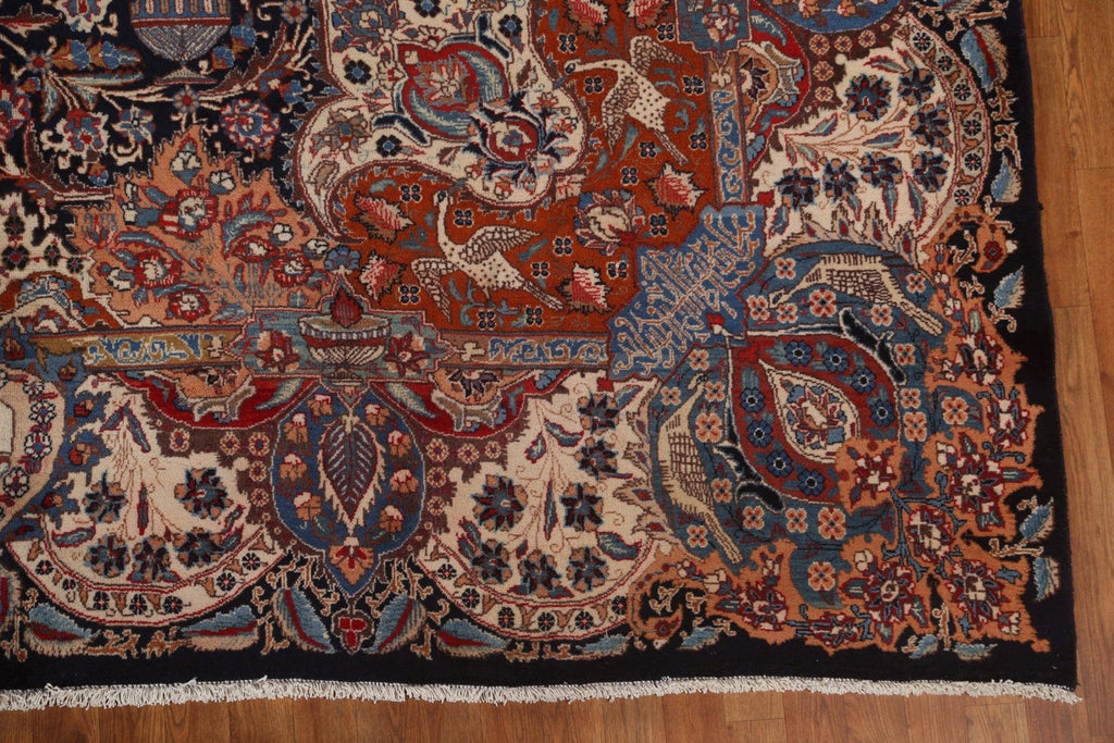 Vintage Floral Wool Kashmar Persian Area Rug 10x13