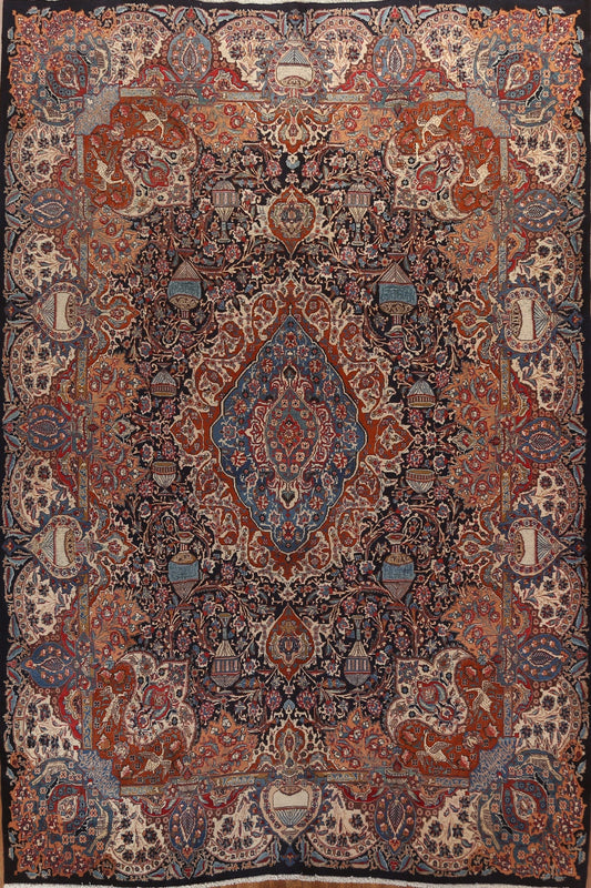 Vintage Floral Wool Kashmar Persian Area Rug 10x13