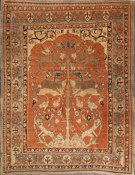 Antique 4x6 Tabriz Haj Jalili Persian Area Rug