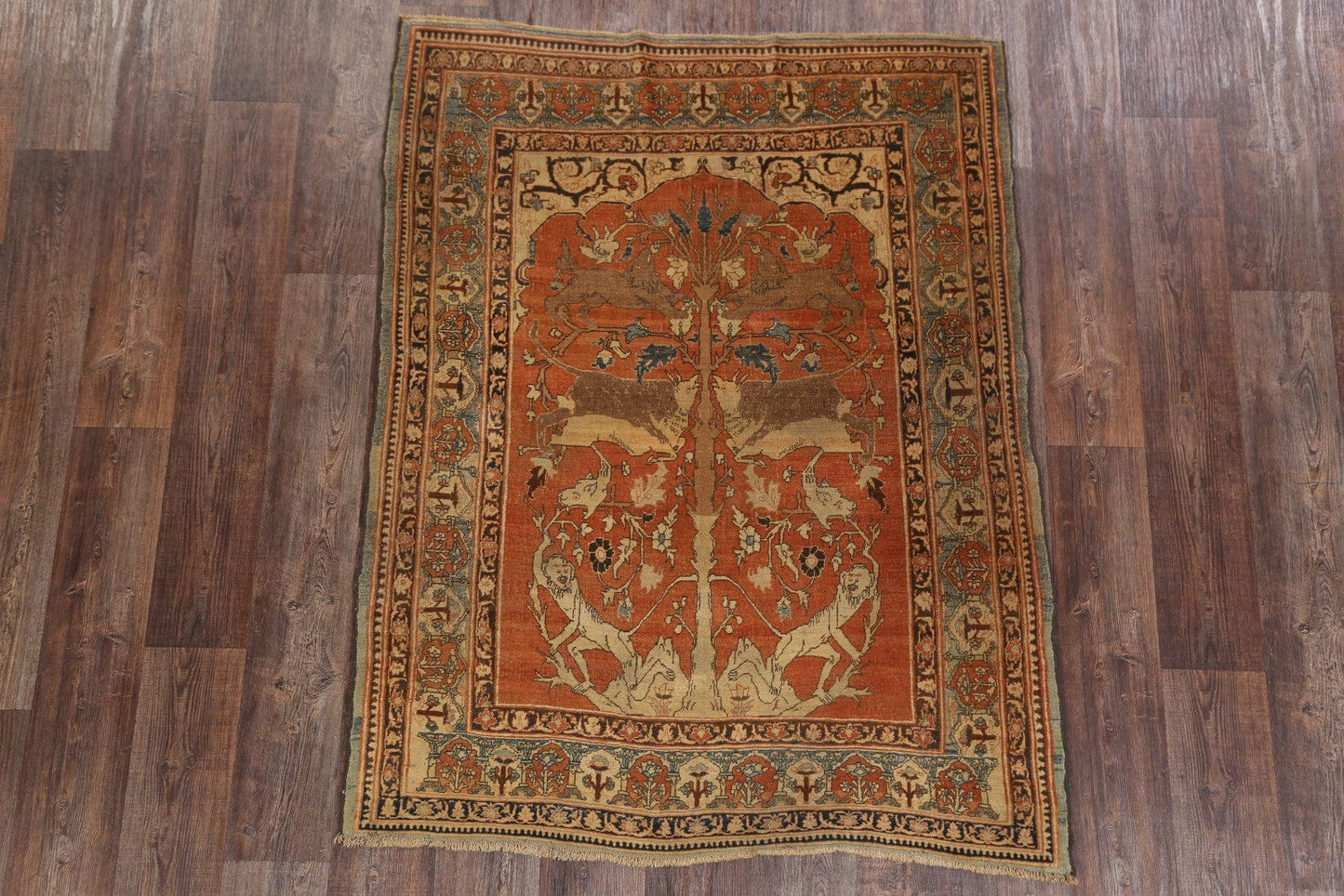 Antique 4x6 Tabriz Haj Jalili Persian Area Rug