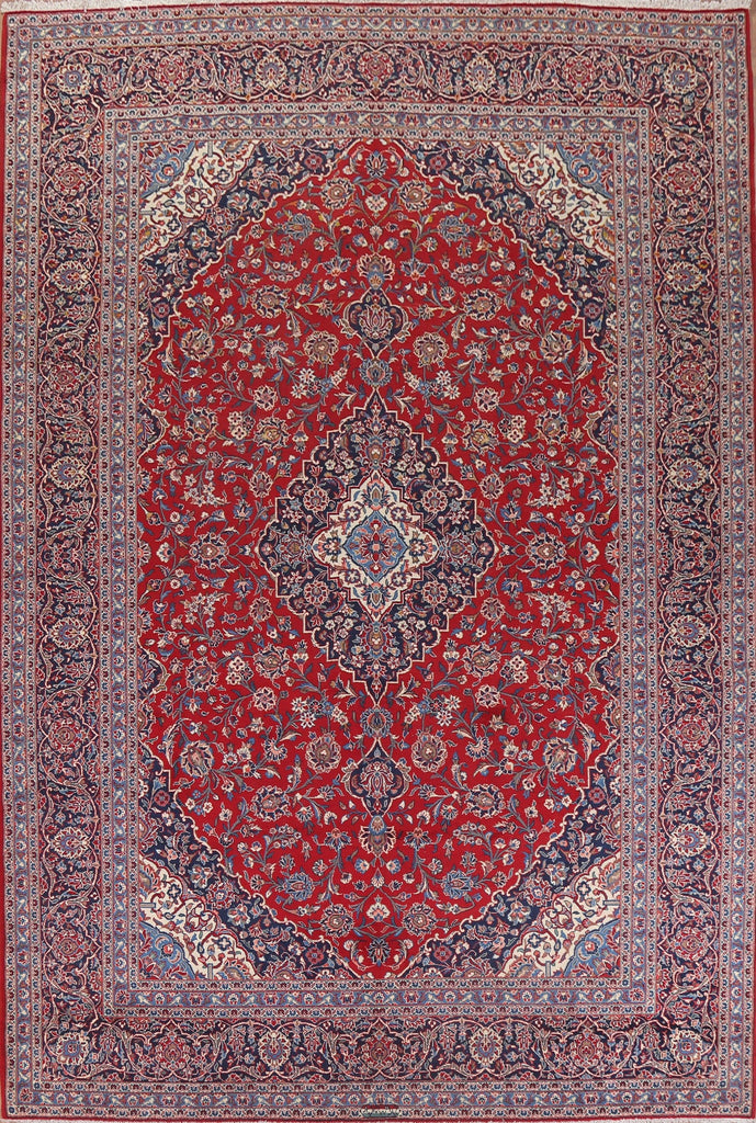 Floral Wool Kashan Persian Area Rug 10x14