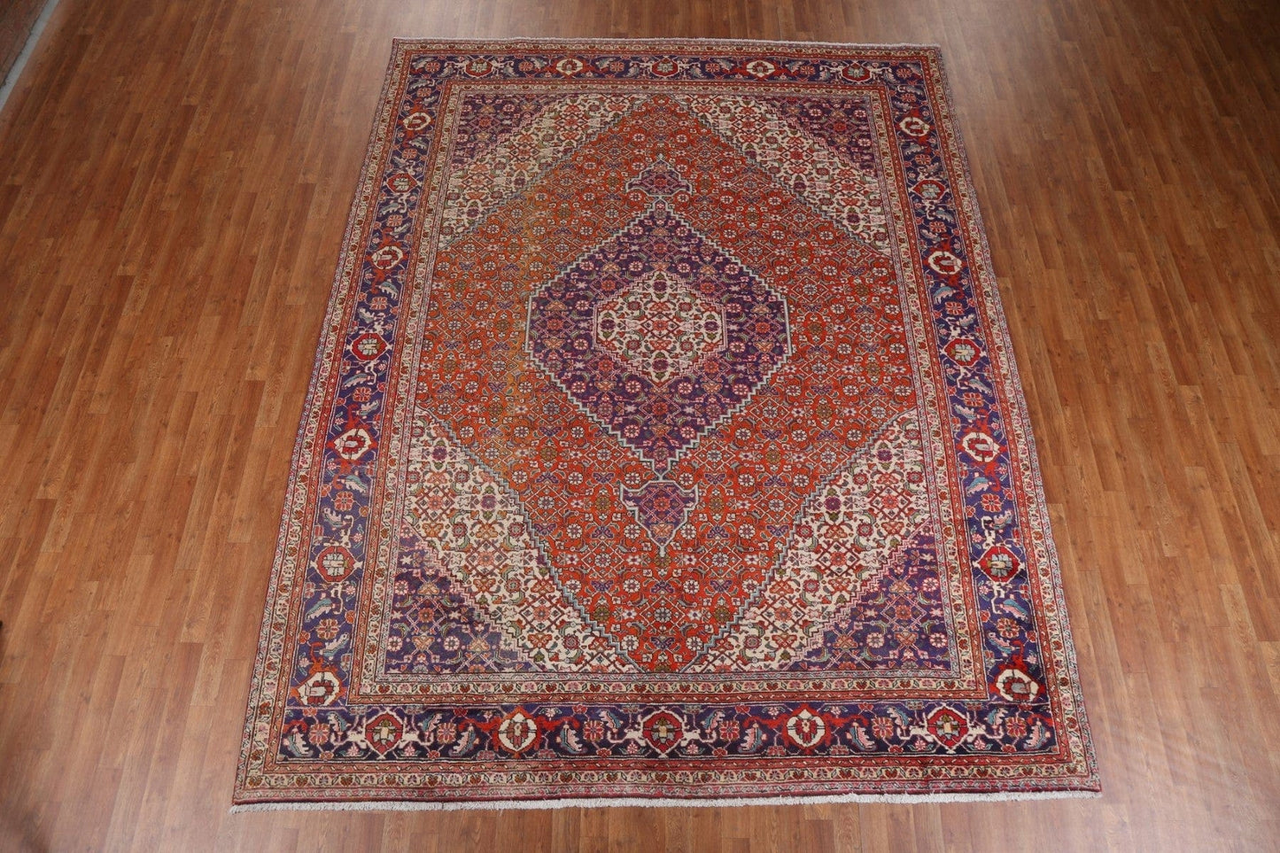 Vintage Geometric Tabriz Persian Area Rug 9x11