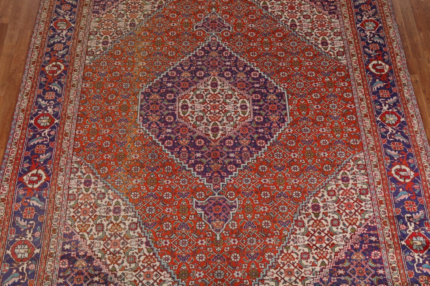 Vintage Geometric Tabriz Persian Area Rug 9x11