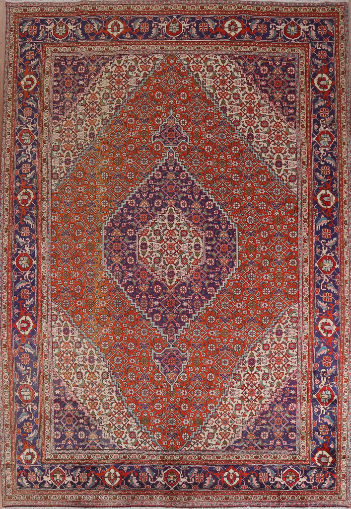 Vintage Geometric Tabriz Persian Area Rug 9x11