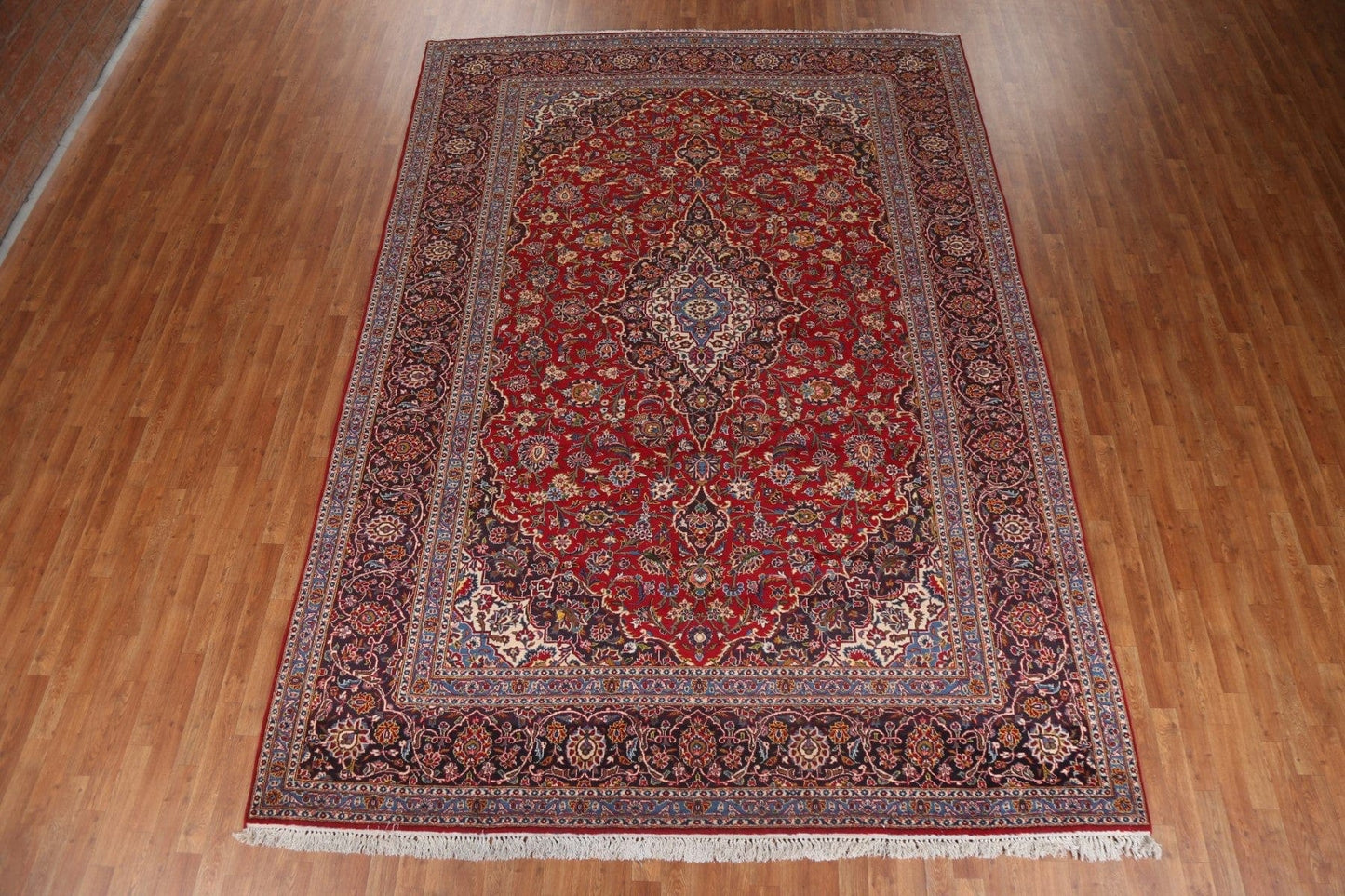 Vintage Red Wool Kashan Persian Area Rug 9x12