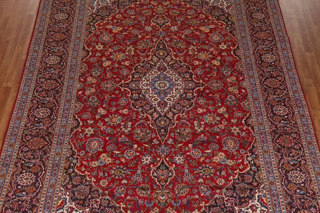 Vintage Red Wool Kashan Persian Area Rug 9x12