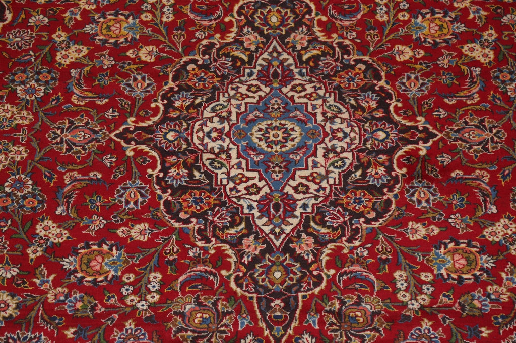 Vintage Red Wool Kashan Persian Area Rug 9x12