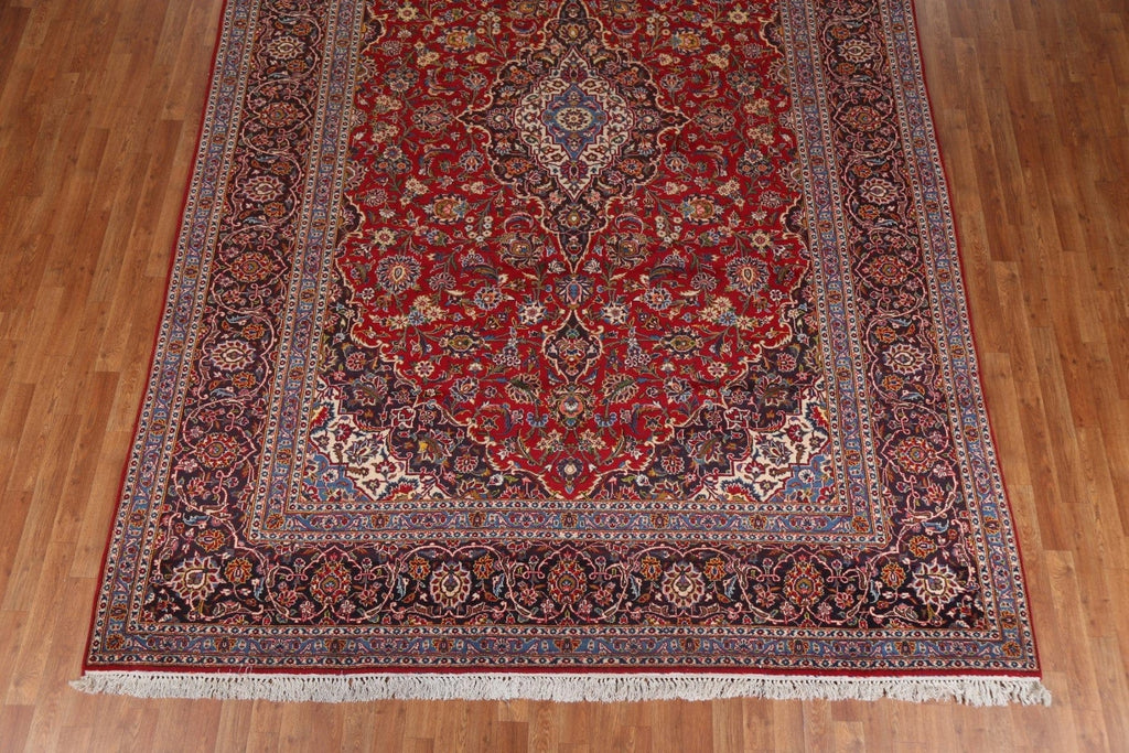 Vintage Red Wool Kashan Persian Area Rug 9x12