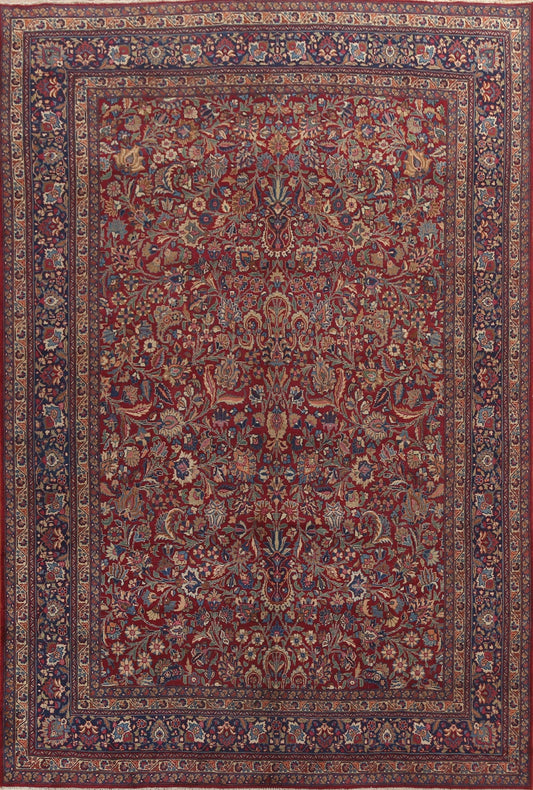 Antique Floral Mashad Persian Area Rug 9x12