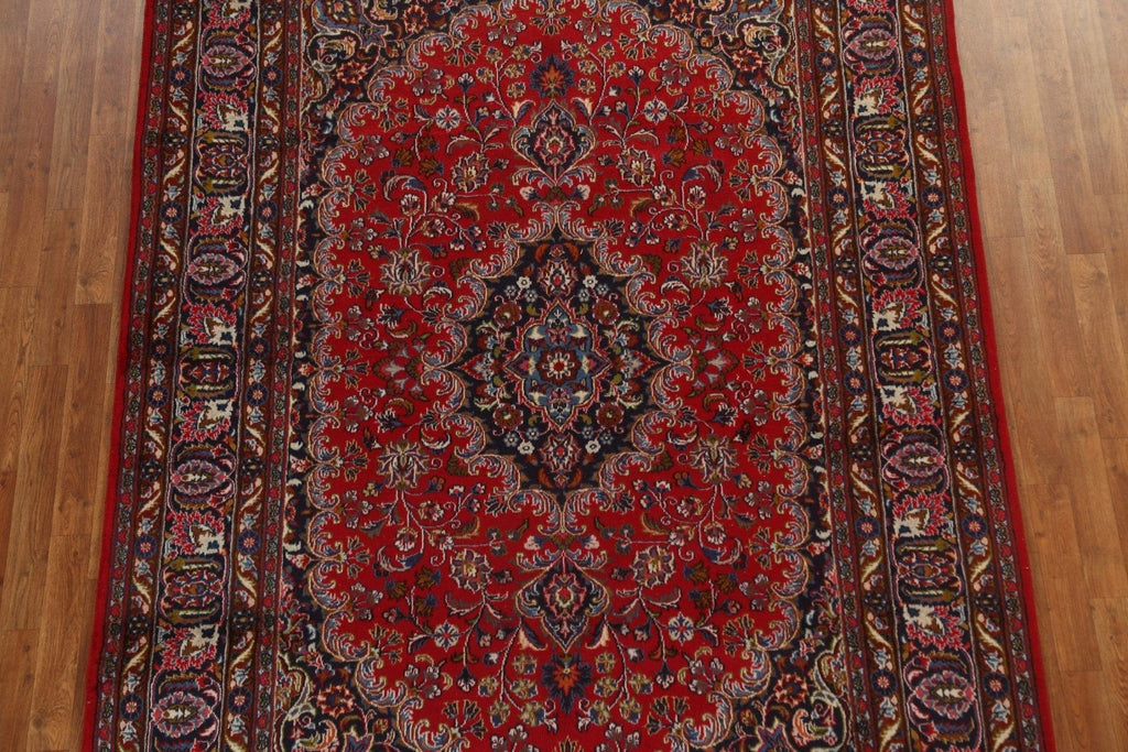 Vintage Red Wool Mashad Persian Area Rug 6x9