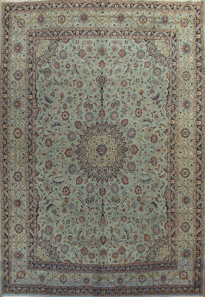 Vintage Green Wool Kashmar Persian Area Rug 10x13