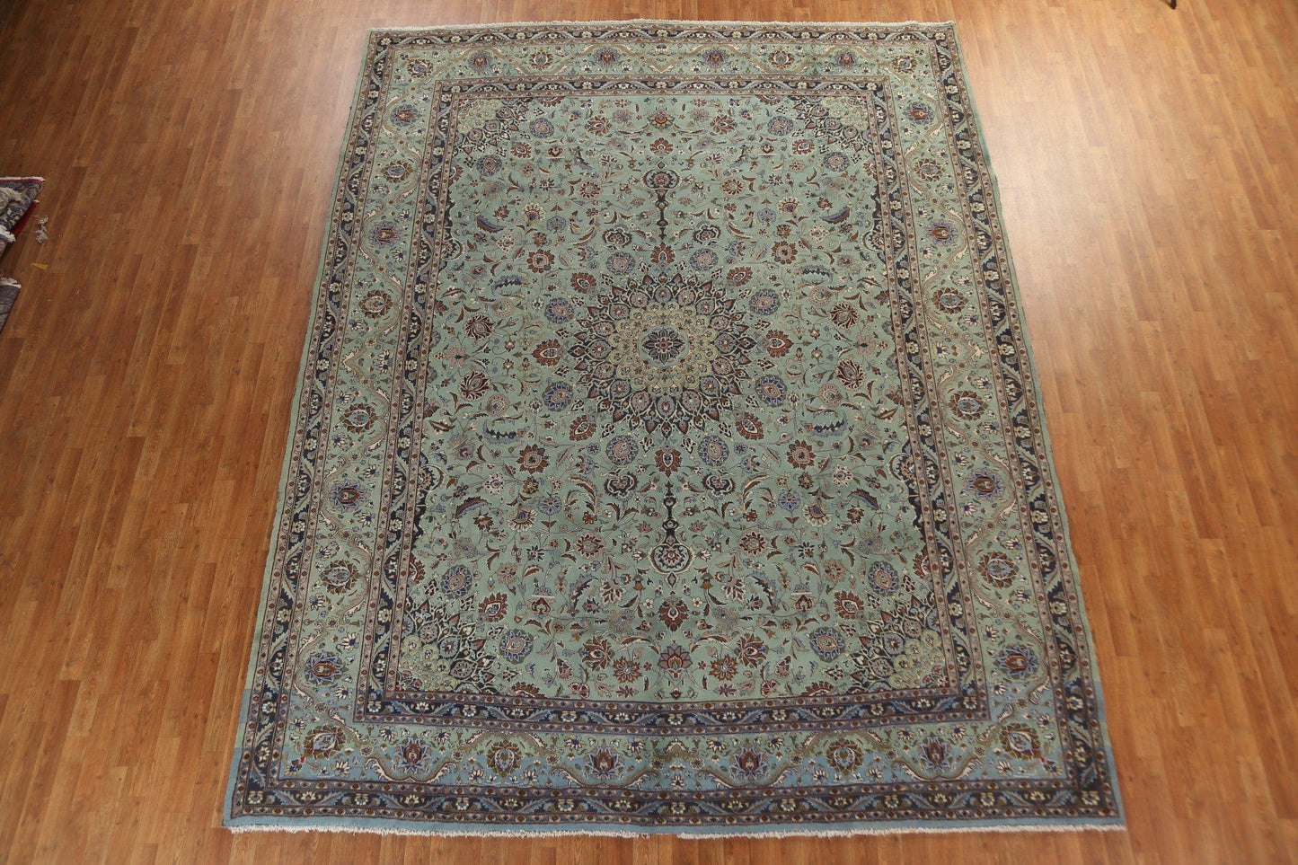 Vintage Green Wool Kashmar Persian Area Rug 10x13