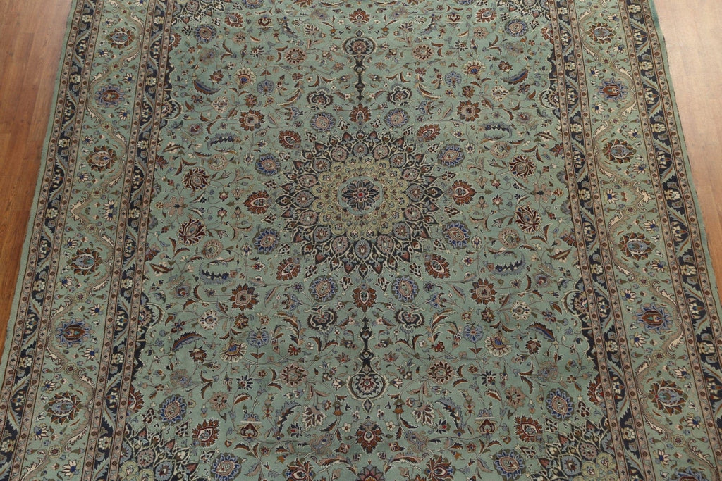 Vintage Green Wool Kashmar Persian Area Rug 10x13