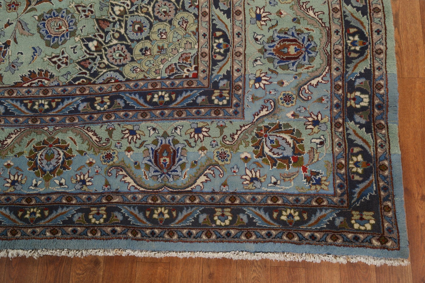 Vintage Green Wool Kashmar Persian Area Rug 10x13