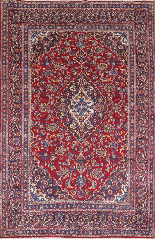 Floral Red Mashad Persian Area Rug 6x9