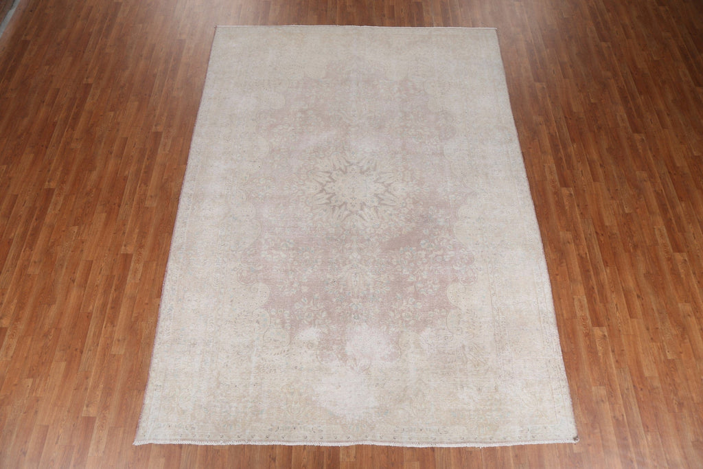 Vintage Muted Kerman Persian Area Rug 8x11