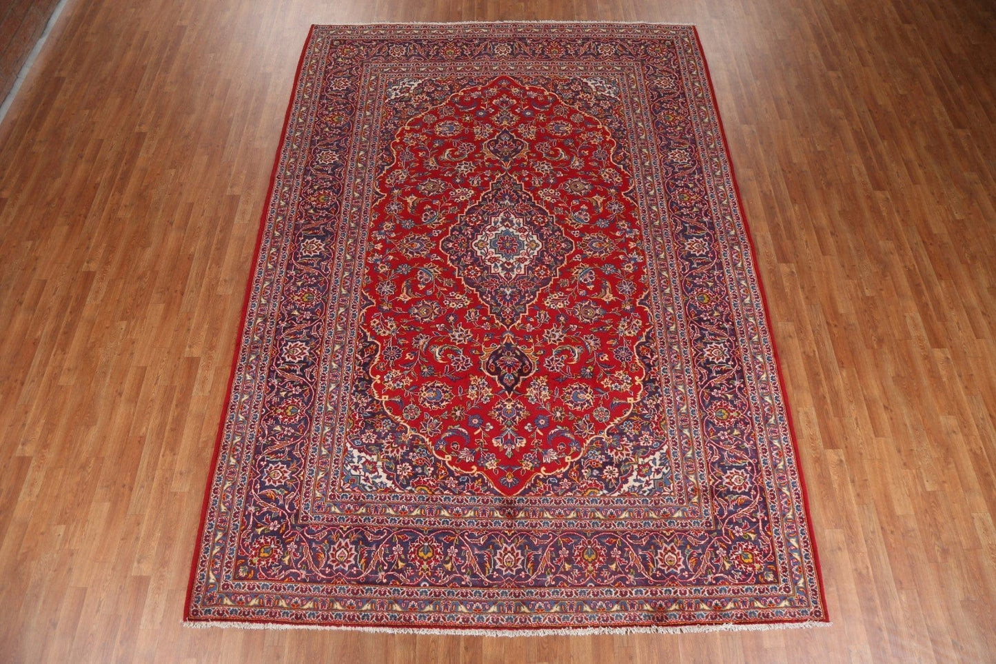 Floral Wool Red Kashan Persian Area Rug 8x12