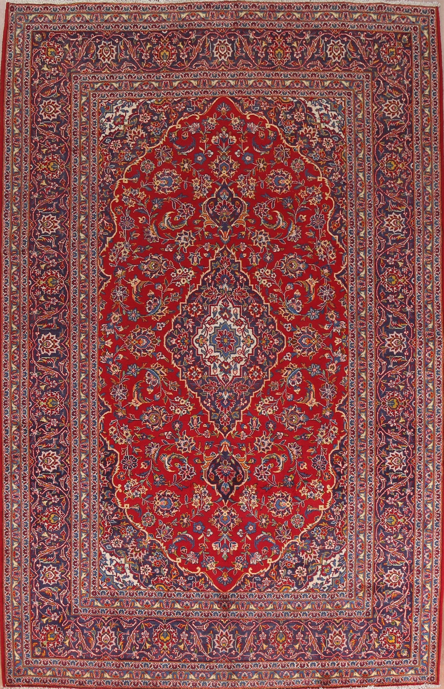 Floral Wool Red Kashan Persian Area Rug 8x12