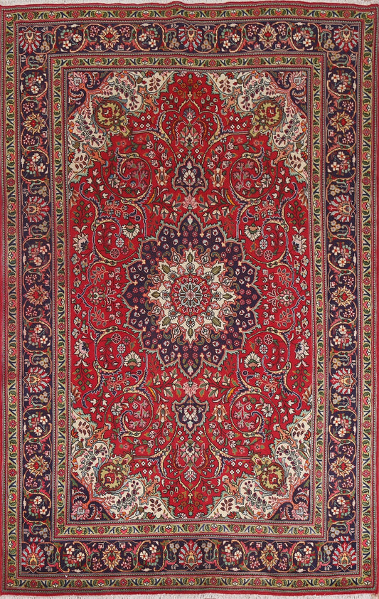 Red Wool Tabriz Persian Area Rug 7x10