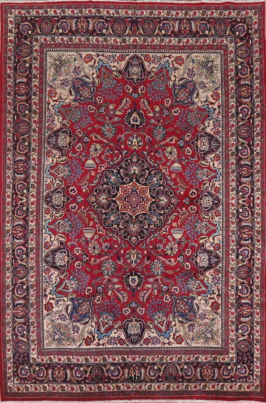 Hand-Knotted Wool Mashad Persian Area Rug 8x11