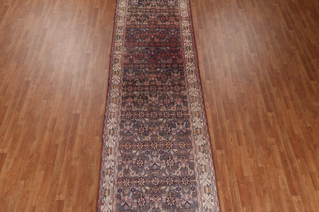 Vintage Geometric Mahal Persian Runner Rug 4x14